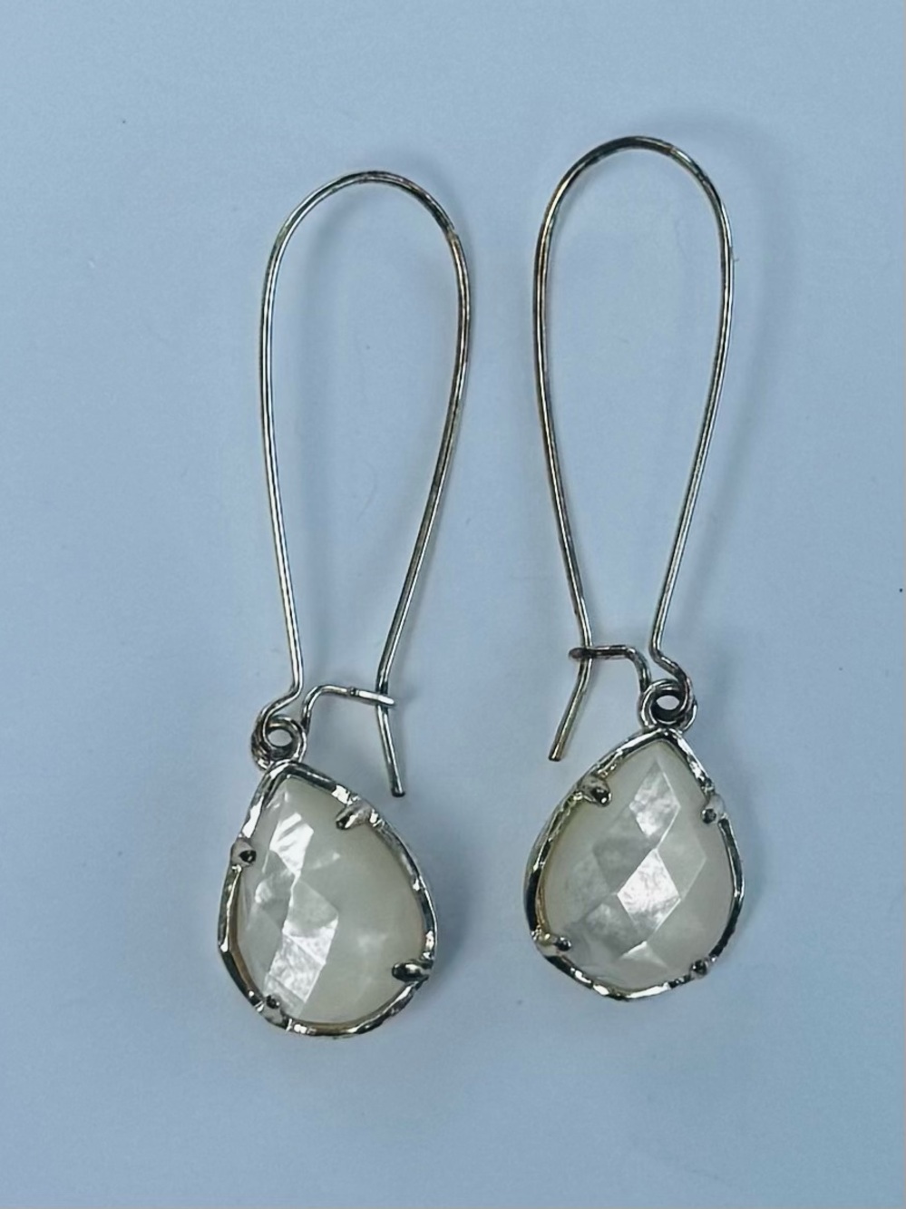 Kendra Scott White Faceted Teardrop Dangle Earrings